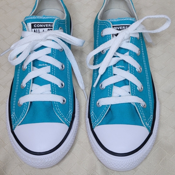 Converse Chuck Taylor teal blue green low top lace up youth kids sneakers size 2 - Picture 14 of 14